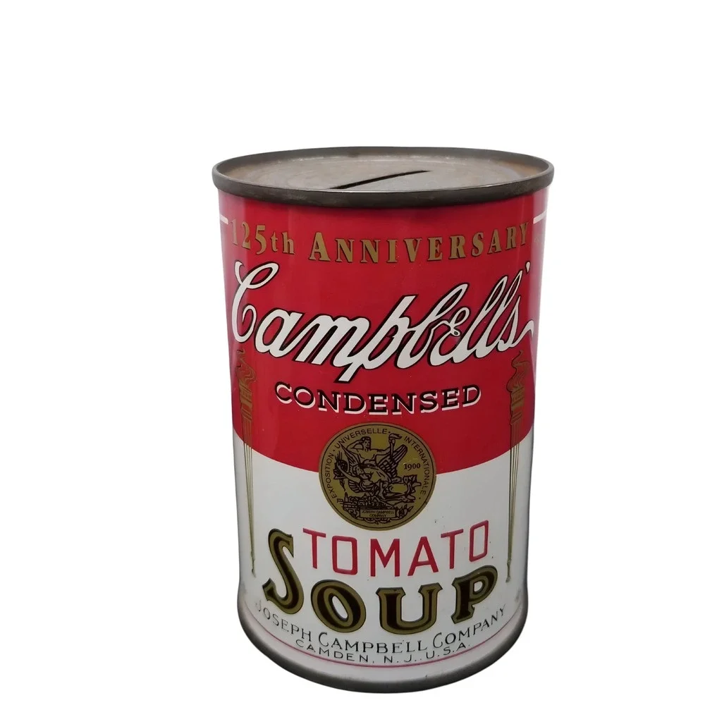 Campbell Soup 125th Anniversary Tomato‎ Soup Can Coin Bank Vtg Collectible